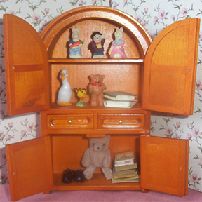 armoire containing miniature toys